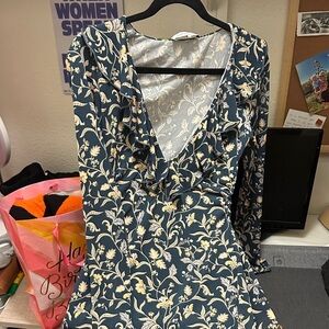 We Wore What Deep V Long Sleeve Dress